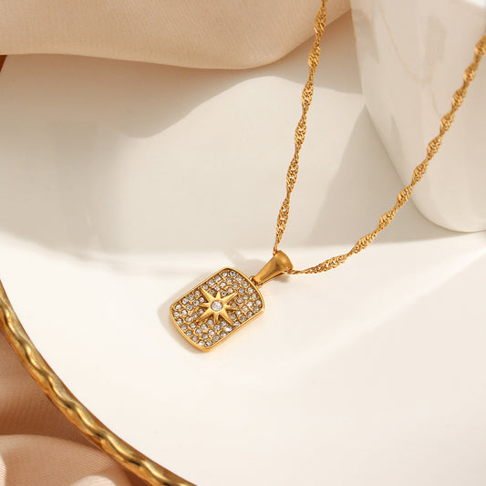 Find Your Way with the North Star Guiding Light 18K Gold Pendant & Chain Symbol of Inspiration and Brilliance