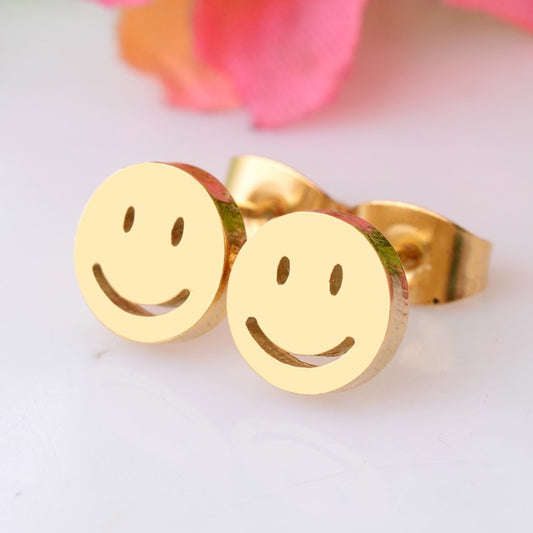 Radiate Happiness with Our Gold Happy Face Stud Earrings – Unisex, Tarnish & Waterproof