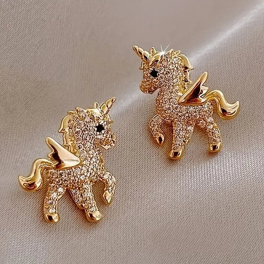 Unleash the Magic with Our Unicorn Stud 18K Plated AAA CZ Earrings - Perfect for Girls, Kids, and Women of All Ages