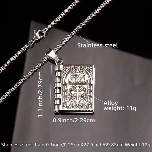 Unfold Faith and Elegance with Our 3D Foldable Bible Cross Pendant Book Necklace