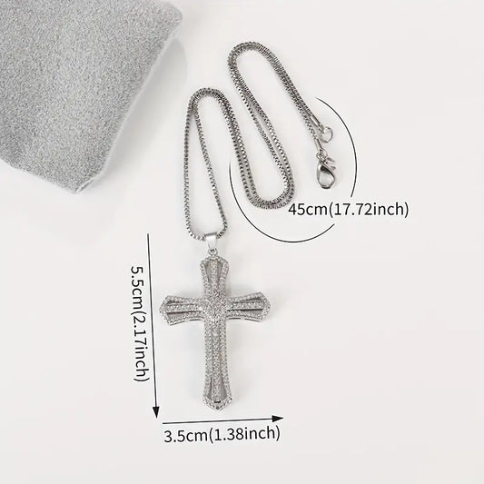 Elevate Your Faith and Style with The Signature Blessed Omens Cross Women's or Unisex Cross Pendant - Adorned with AAA Cubic Stones and Chain Included