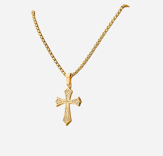 Divine Harmony Gold Unisex Cross Necklace