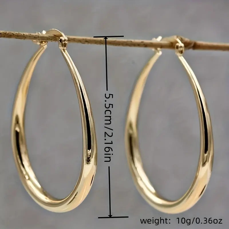 Teardrop Gold-Plated Hoop Earrings - A Stunning Choice for Women