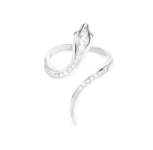 The Silver Serpent Elegance AAA CZ Women's Adjustable Ring